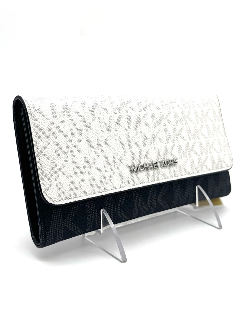 Michael Kors Large Jet Set Travel Trifold Wallet - Optic White Multi